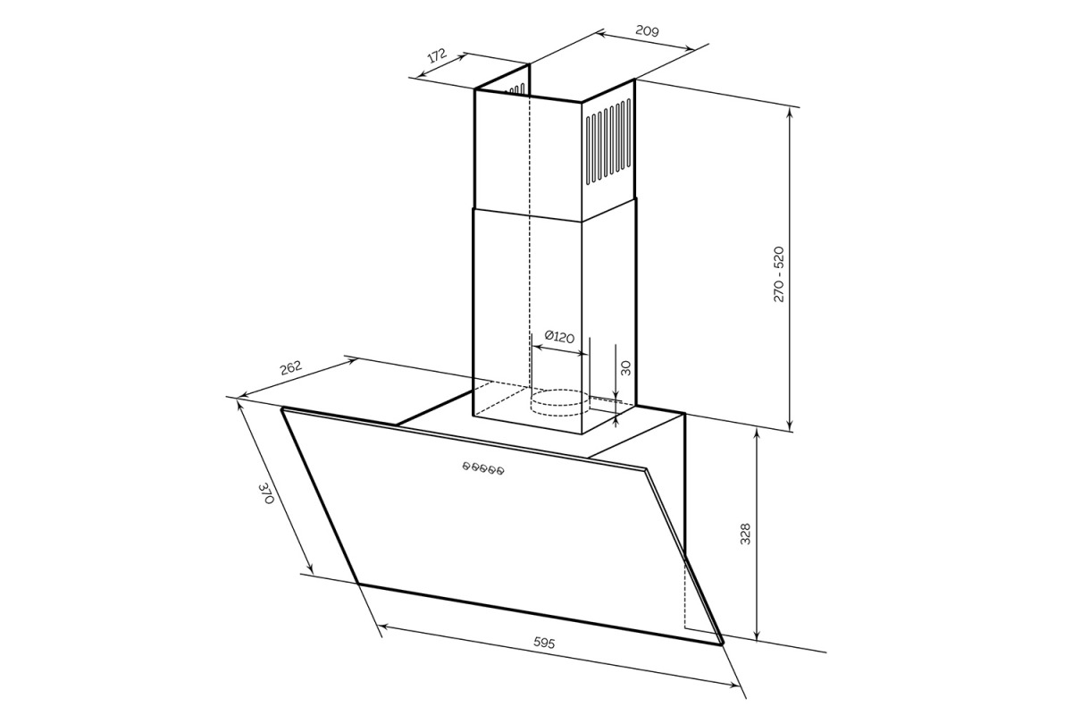 LEX MOZA 600 Black Вытяжка - уменьшенная 7